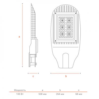 Уличный светильник WOLTA PRO ТРАССА ДКУ04-100-112-5К ШО140х60 100Вт 5000К IP65 Прозрачный 1-10V